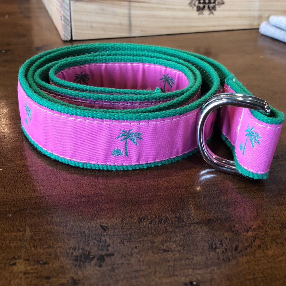 NWOT Preston leather pink palm tree belt